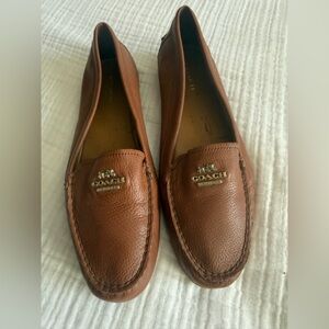 Coach Women's Tan Leather Slip-On Loafers